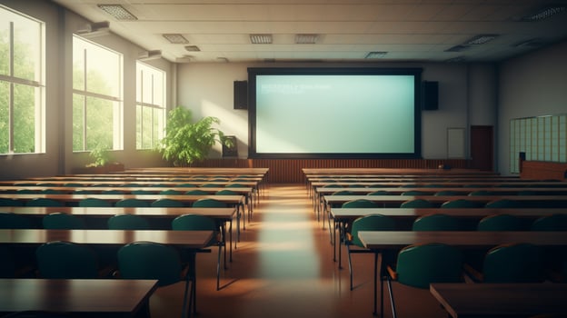 empty lecture hall with modern projection equipment photo