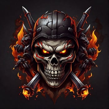 head skull fire mascot and esport gaming logo, AI generated photo