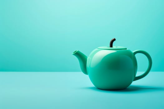 AI Generated Creative design of a teapot in the form of an apple on a light green background photo