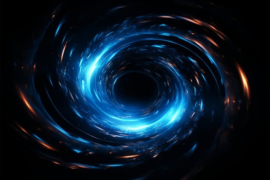 Abstract space Black holes, spirals, and radiant blue mist AI Generated photo