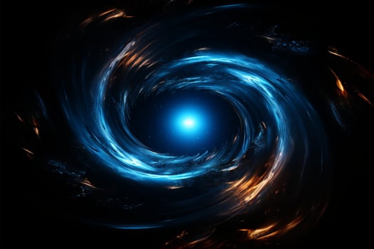 Abstract space Black holes, spirals, and radiant blue mist AI Generated photo