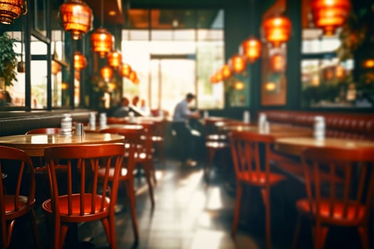 Abstract vintage charm Blurred cafe restaurant interior creates an evocative backdrop AI Generated photo