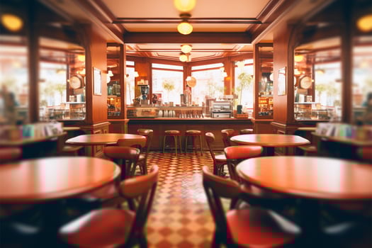 An abstract glimpse into a vintage cafe restaurant interiors unique atmosphere AI Generated photo