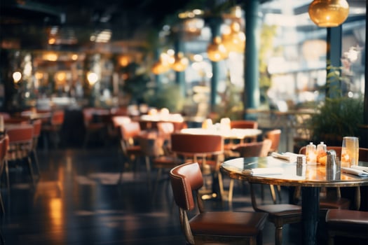 Ethereal cafe ambiance, a tapestry of blurred restaurant interiors AI Generated photo