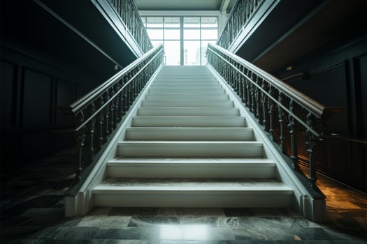 The uncluttered charm of a vacant, aesthetically pleasing stairwell AI Generated photo