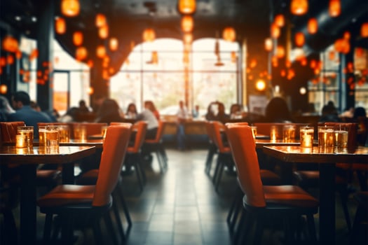 Vintage cafe restaurant interior artfully blurred for a captivating abstract background AI Generated photo