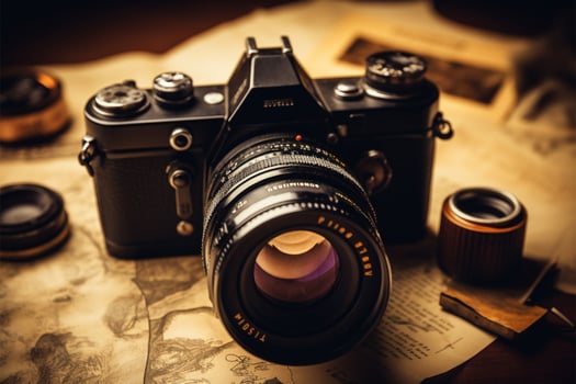 Vintage photography concept embodies the classic art of capturing memories AI Generated photo