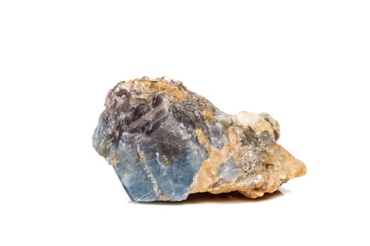 Macro mineral stone Corundum in rock a white background photo