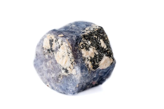 Macro Sapphire mineral on white background photo