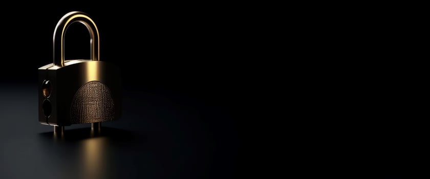 Padlock dark moody lighting banner. Generate Ai photo