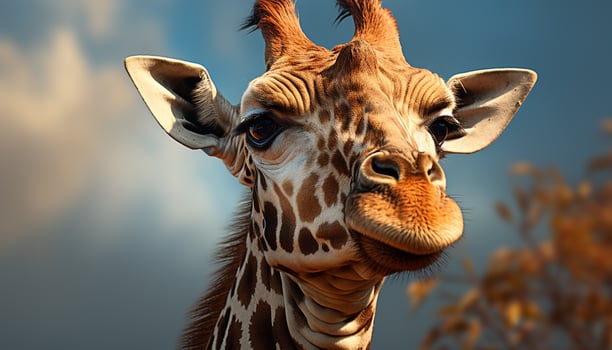 Giraffe in nature, close up portrait, beauty in wildlife reserve generated by AI photo