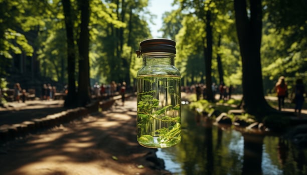 Freshness of summer in nature green leaves, refreshing drink, healthy food generated by AI photo