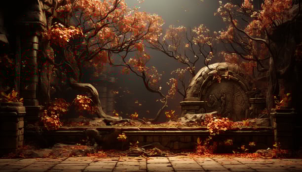 The spooky forest in autumn reveals nature mysterious beauty generated by AI photo
