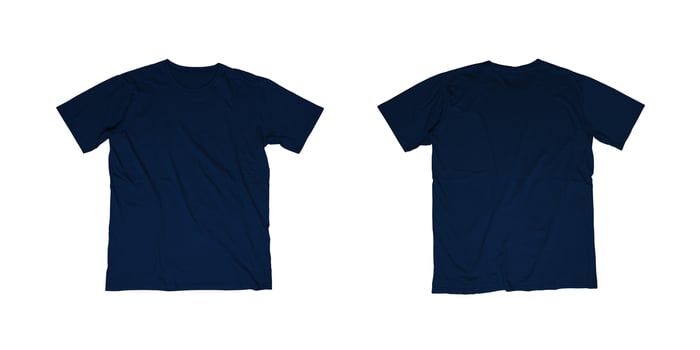 Plain navy t-shirt template, from two sides front and back, as a mockup of your design needs, isolated on a white background photo