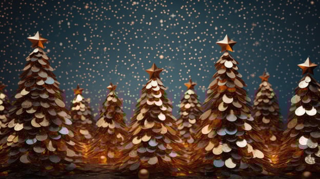 christmas tree xmas holiday decoration with glitter bokeh background, generative ai photo
