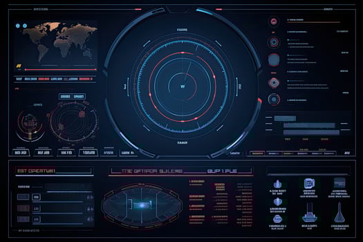Futuristic virtual graphic touch user interface, HUD. For web, site, mobile applications isolated on black background, techno, online design, business, HUD elements interface for GUI, AI Generated photo