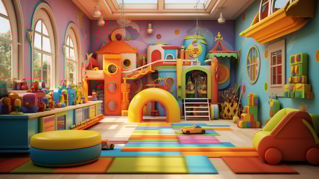 fun colorful playroom with toys and decorations photo