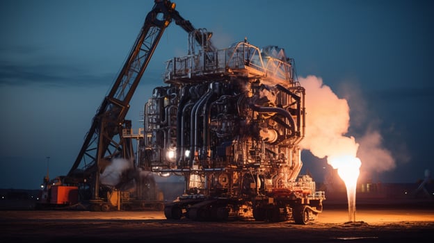 futuristic machinery drills for natural gas outdoors photo