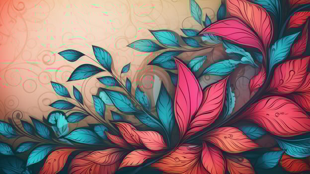 leaf decoration on nature backdrop ornate floral pattern photo