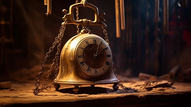 midnight alarm bell rings waking up old clock photo