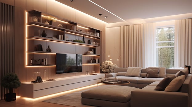 modern domestic room with elegant lighting design photo