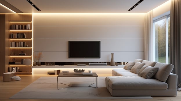 modern domestic room with elegant lighting design photo
