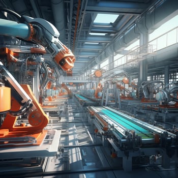 modern manufacturing equipment in a futuristic factory photo