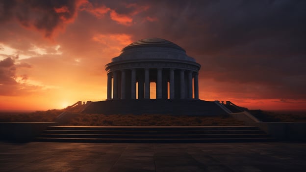 sunset illuminates famous mausoleum symbol of spirituality photo
