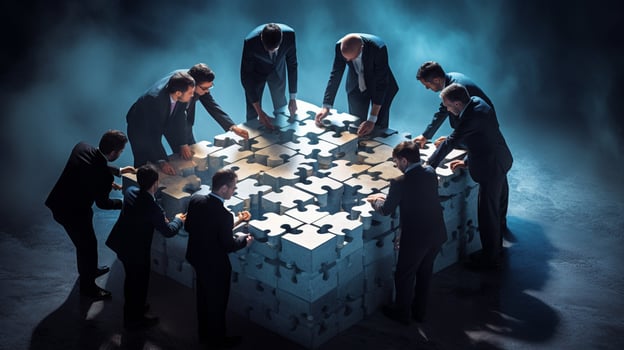 teamwork and strategy lead to business success photo