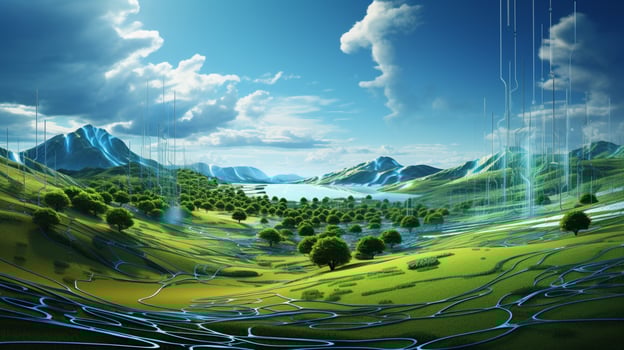 technology meets nature in wide landscape view photo