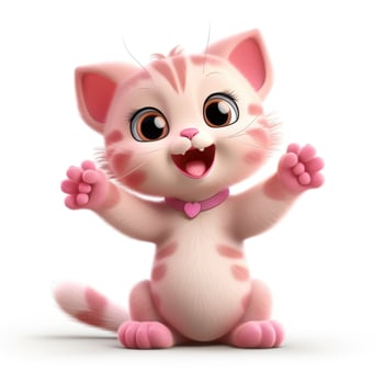 Cute pink kitten isolated on white background photo