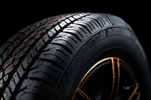 Detailed close up captures the unique features of a car tire AI Generated photo