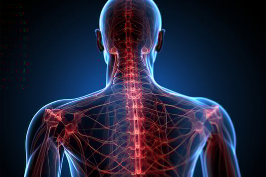 Detailed X ray displays human nervous system anatomy from a back view AI Generated photo