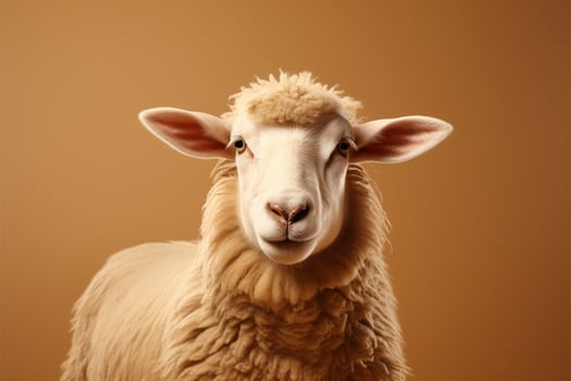 Dorper sheep on light brown background with text space, pastoral elegance AI Generated photo