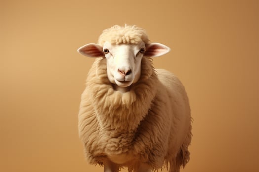 Graceful Dorper sheep against a light brown background with text area AI Generated photo