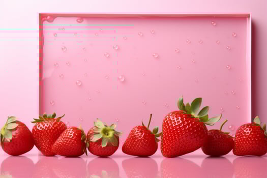 Soft pink canvas, strawberry frame, and a dash of vibrant red AI Generated photo