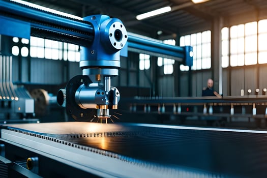 a machine is cutting metal on a table. AI-Generated photo