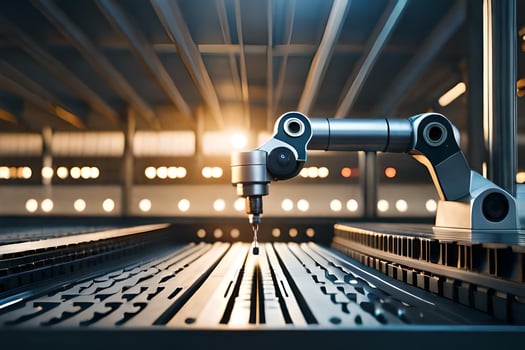 a robotic arm is working on a machine in a factory. AI-Generated photo