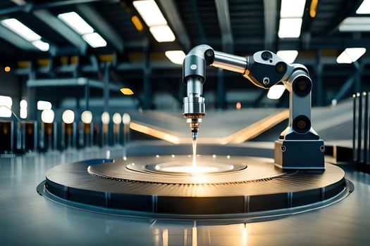 a robotic arm is working on a machine. AI-Generated photo