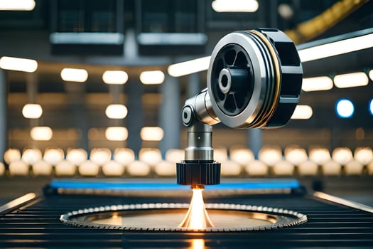 a machine is cutting a metal piece. AI-Generated photo