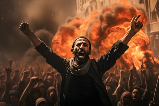 Chaotic actions during demonstrations for the freedom AI Generated photo