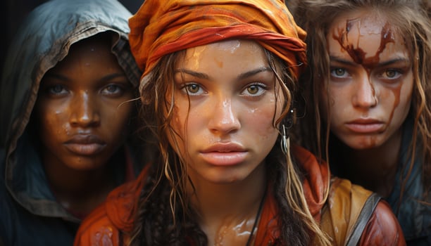 AI generated Beautiful young women smiling, looking at camera, showcasing their beauty generated by AI photo