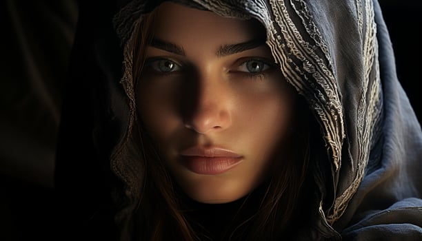 AI generated Beautiful woman in a religious veil, looking at camera, smiling generated by AI photo