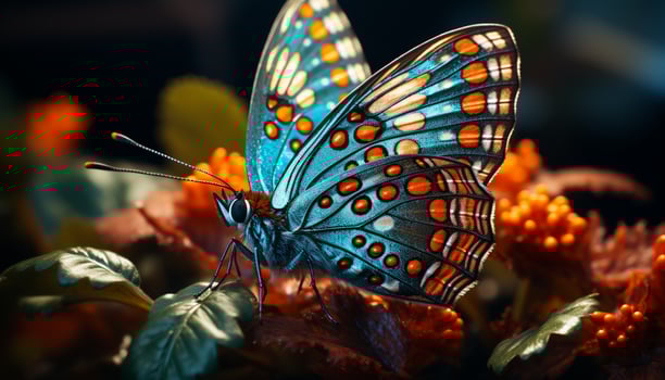 AI generated A vibrant butterfly wing showcases nature beauty and fragility generated by AI photo