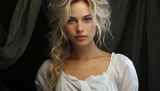 AI generated Beautiful Caucasian woman with long blond hair, looking at camera generated by AI photo