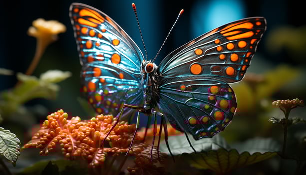 AI generated A vibrant butterfly flies, showcasing nature beauty and fragility generated by AI photo