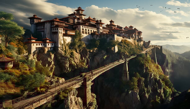 AI generated Religion architecture on mountain, nature spirituality, famous place outdoors generated by AI photo