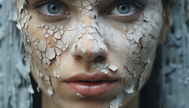 AI generated Young woman with wet clay mask exfoliating for beauty treatment generated by AI photo