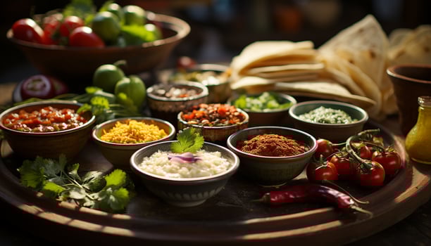 AI generated Freshness and spice in a healthy vegetarian taco bowl generated by AI photo
