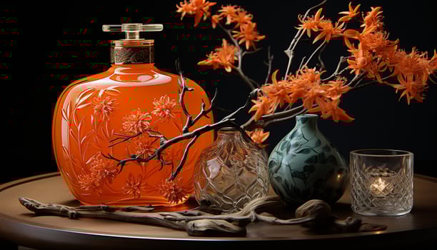 AI generated Fresh flower in glass vase adds elegance to the decor generated by AI photo
